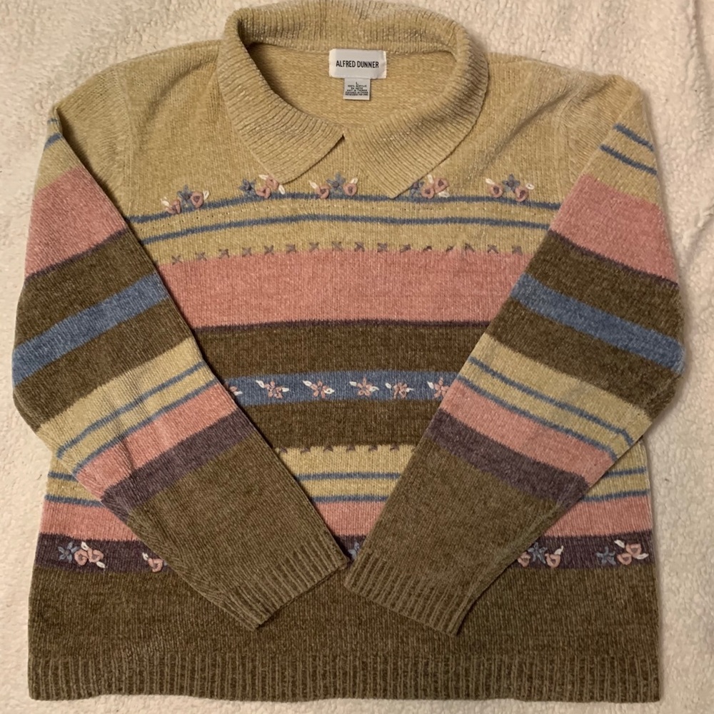 Vintage oversized chenille embroidery sweater